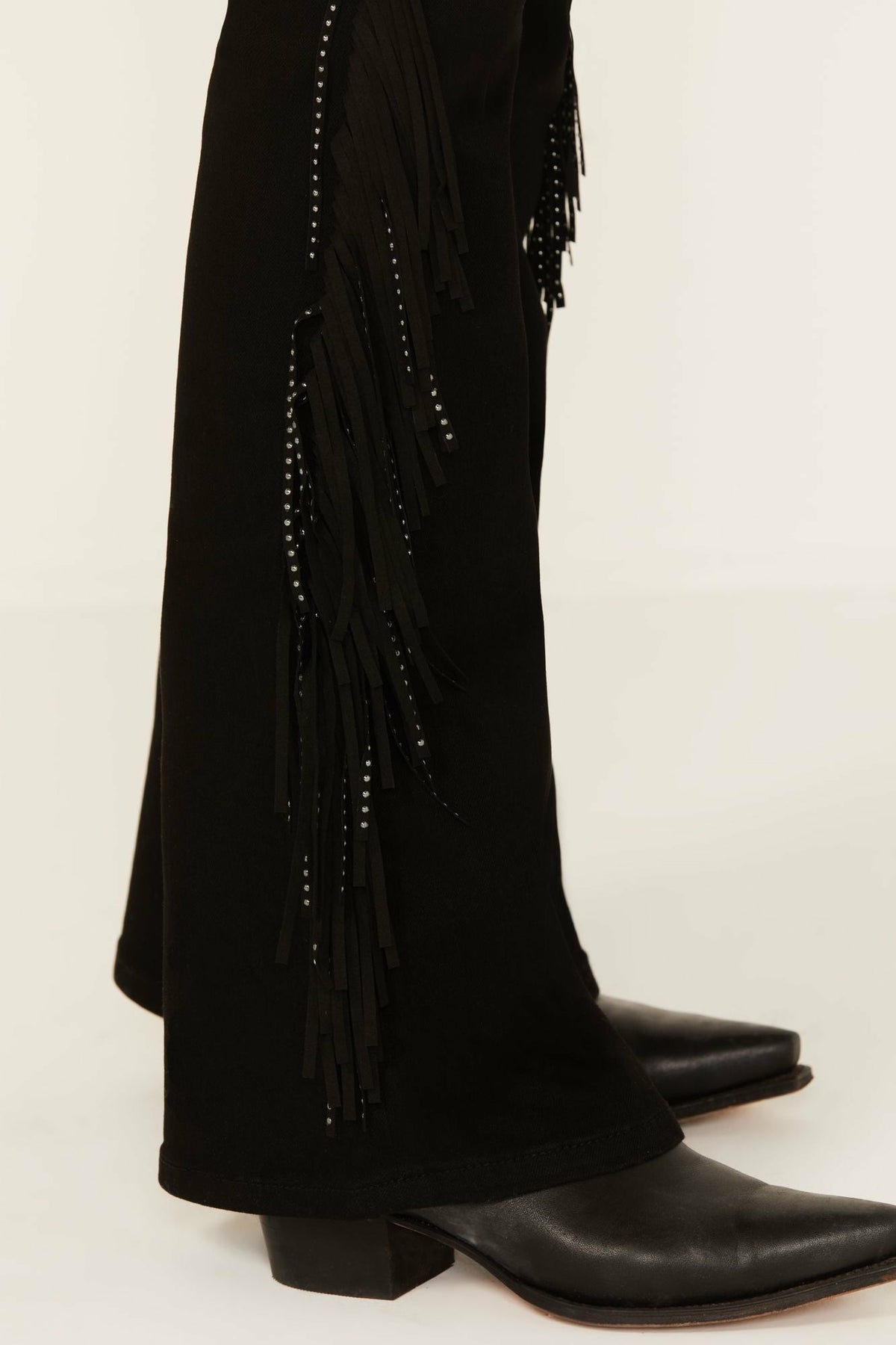 Bordeaux Gypsy High Rise Stretch Studded Flare Jeans
