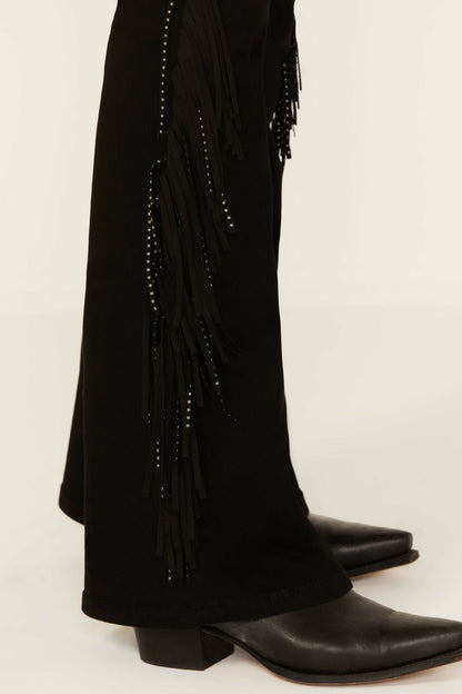 Bordeaux Gypsy High Rise Stretch Studded Flare Jeans