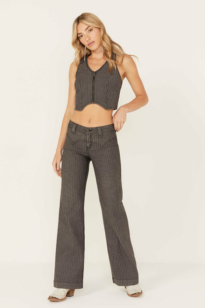 Annex Herringbone Revel Mid Rise Stretch Trouser Pants
