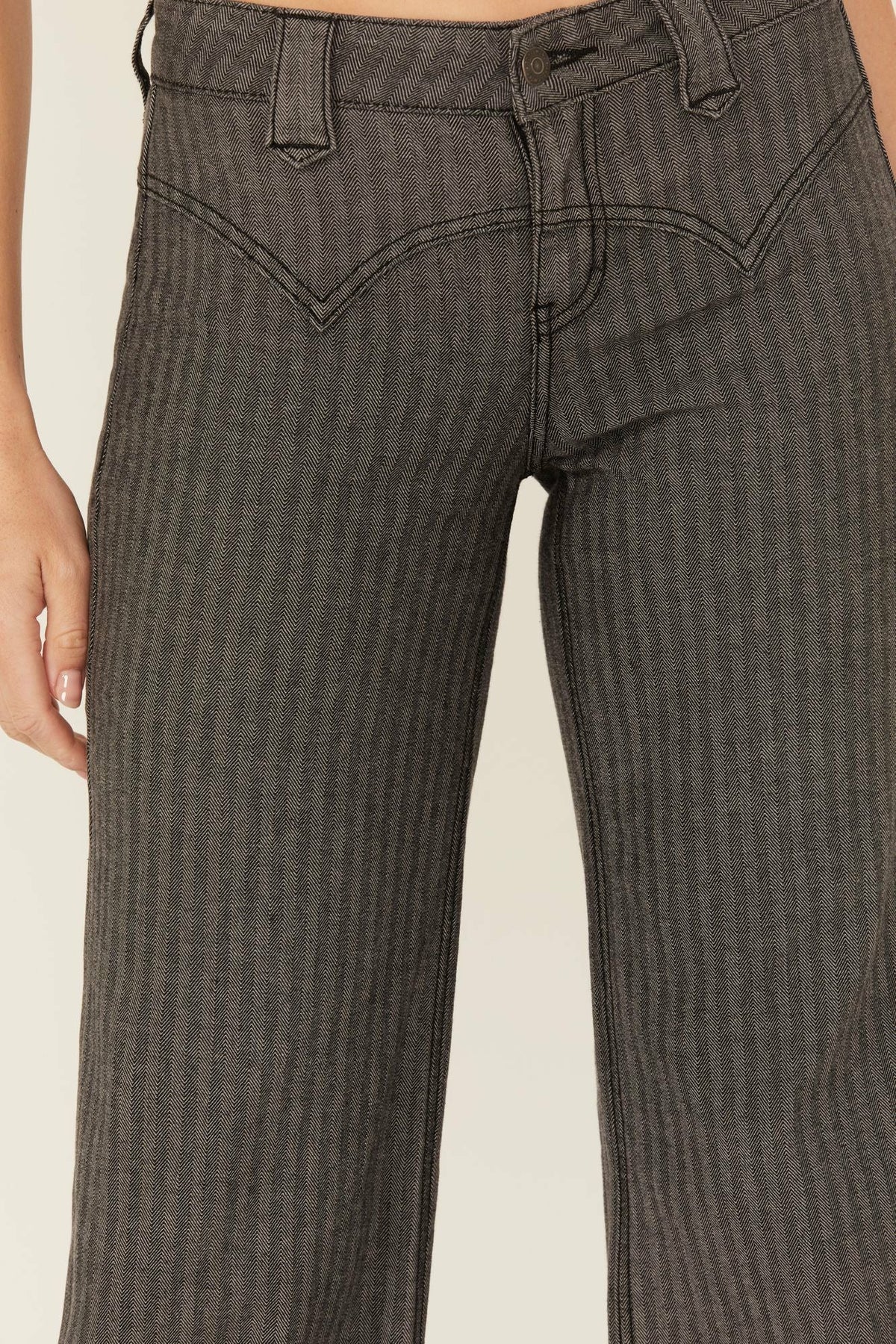 Annex Herringbone Revel Mid Rise Stretch Trouser Pants