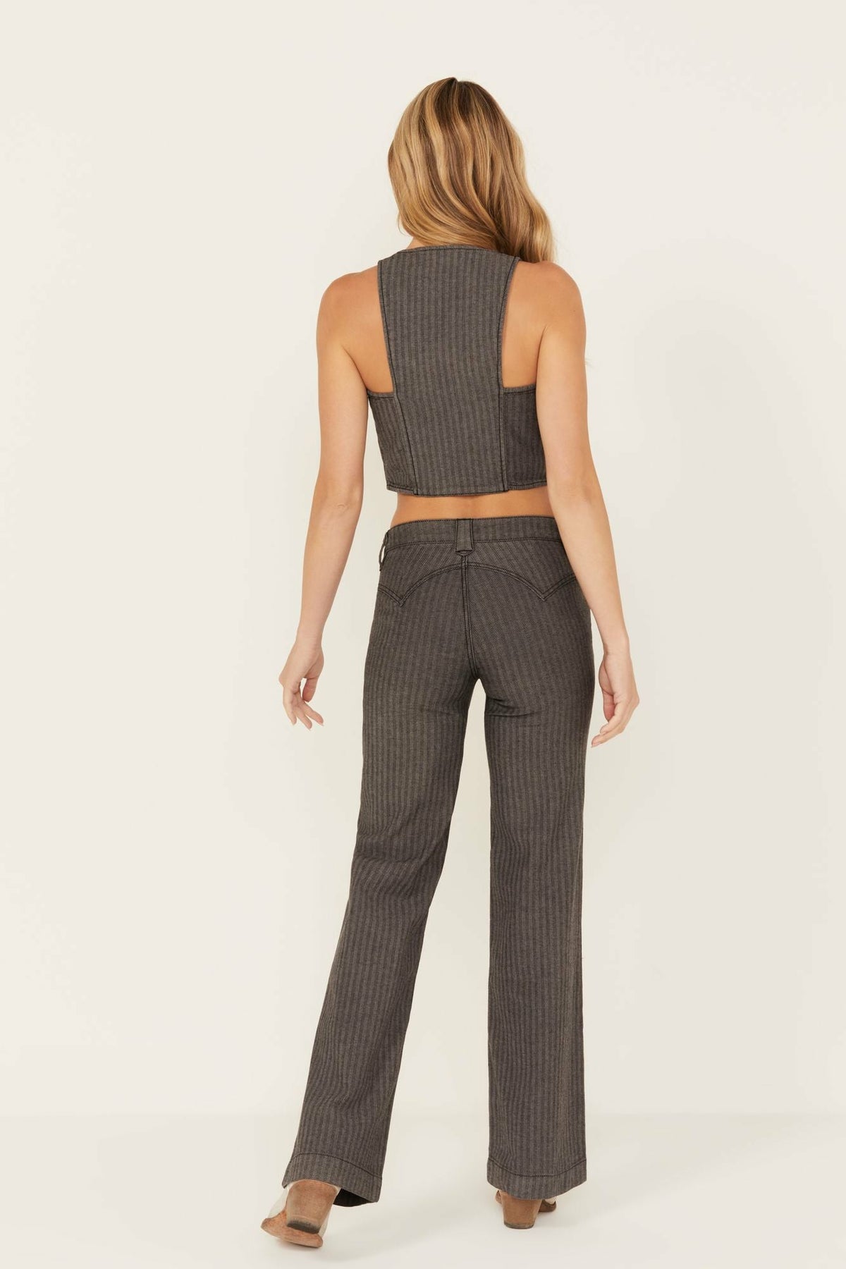 Annex Herringbone Revel Mid Rise Stretch Trouser Pants