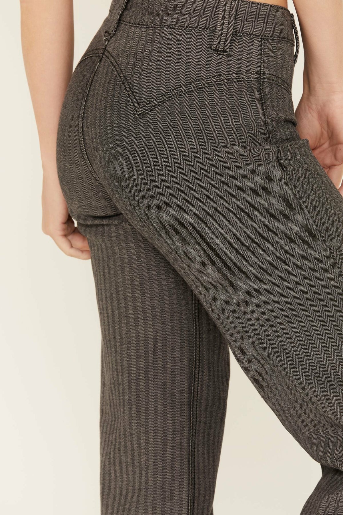 Annex Herringbone Revel Mid Rise Stretch Trouser Pants