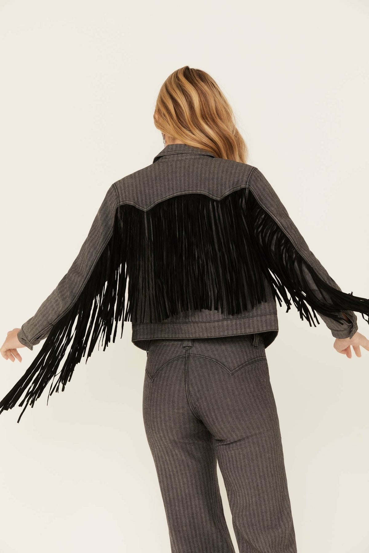 Annex Herringbone Fringe Jacket
