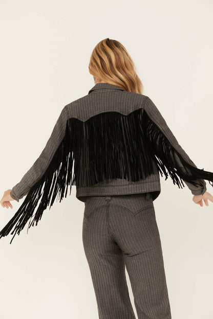 Annex Herringbone Fringe Jacket