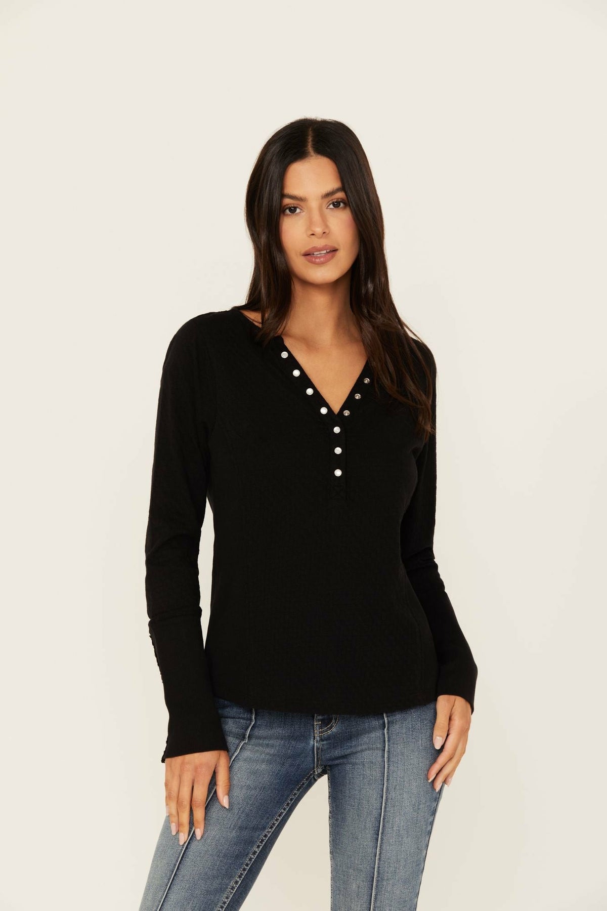 Pearl Knit Henley Shirt