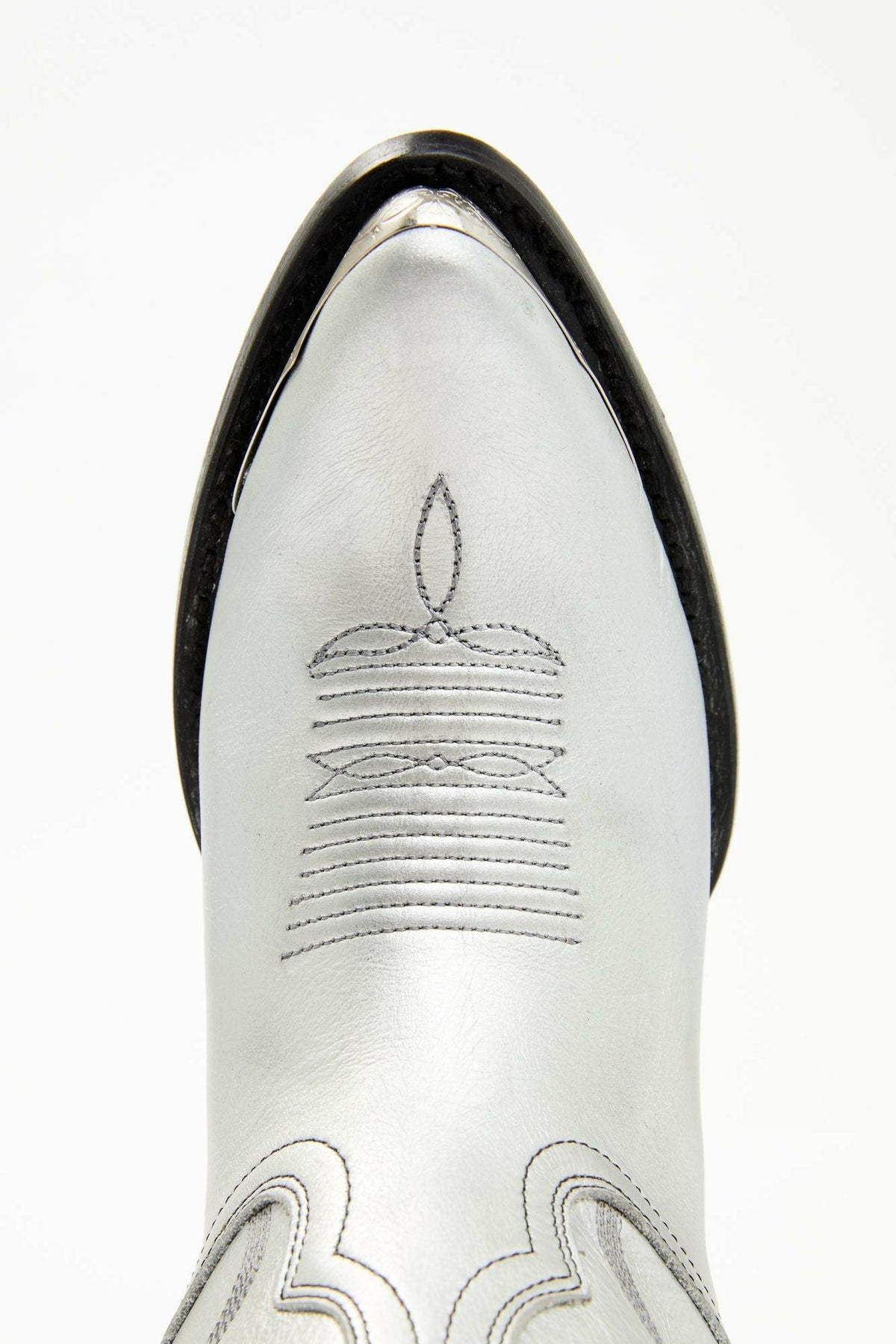 Wheels Silver Leather Western Booties - Round Toe