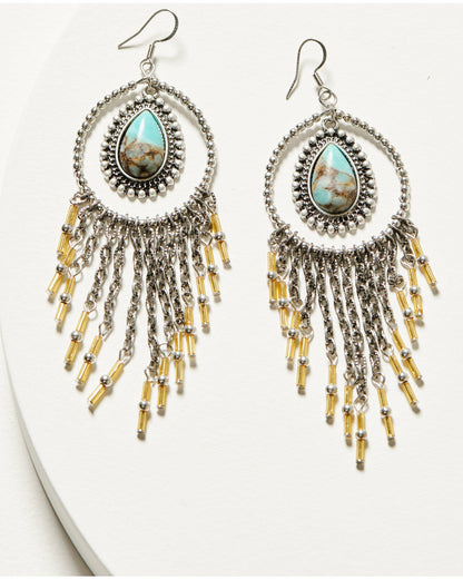 Luna Turquoise Chandelier Fringe Earrings