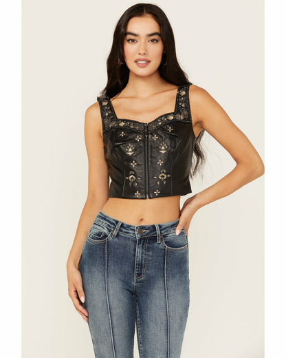 Sunset Embellished Leather Bustier