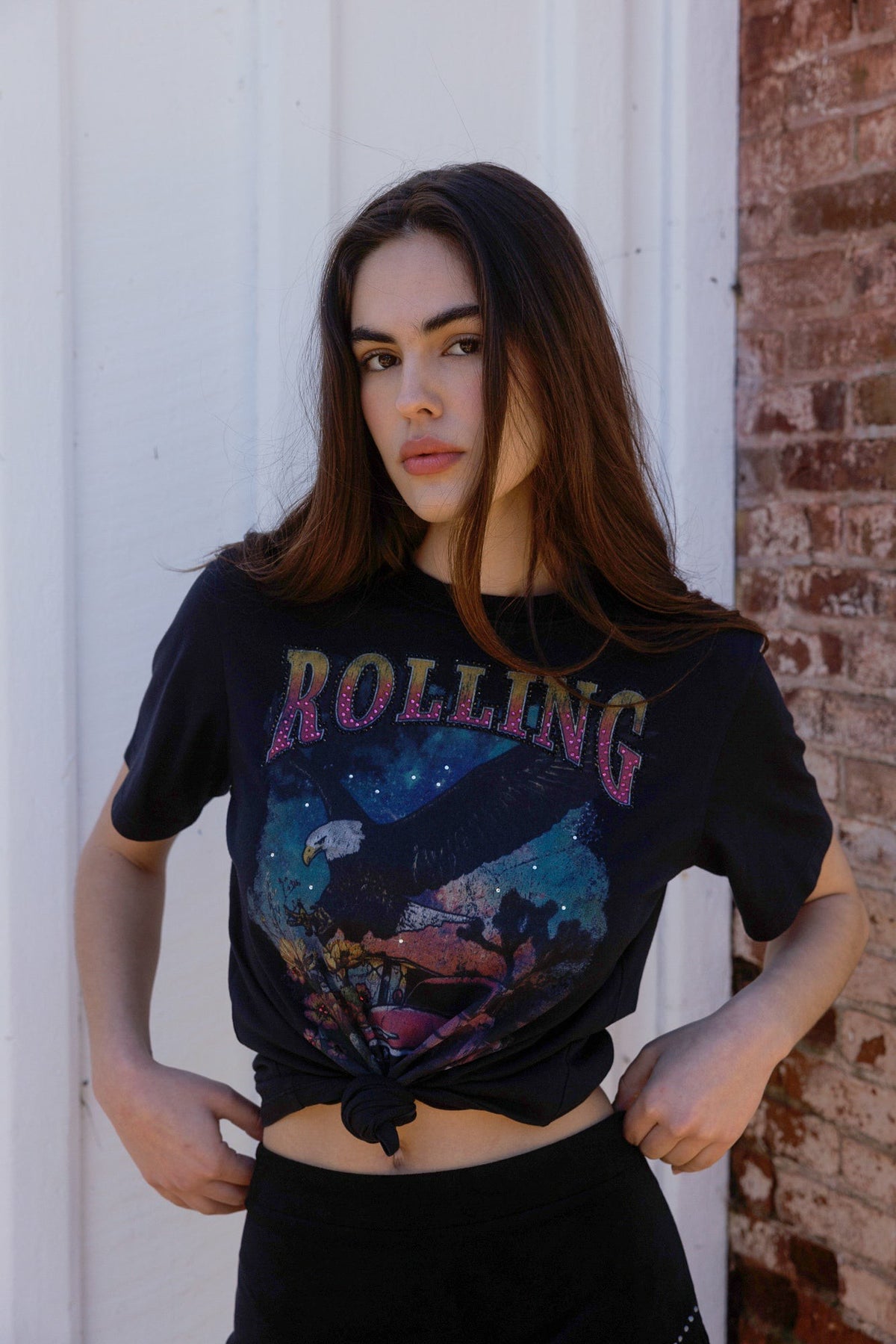 Rolling Rhinestone Short Sleeve Graphic Tee
