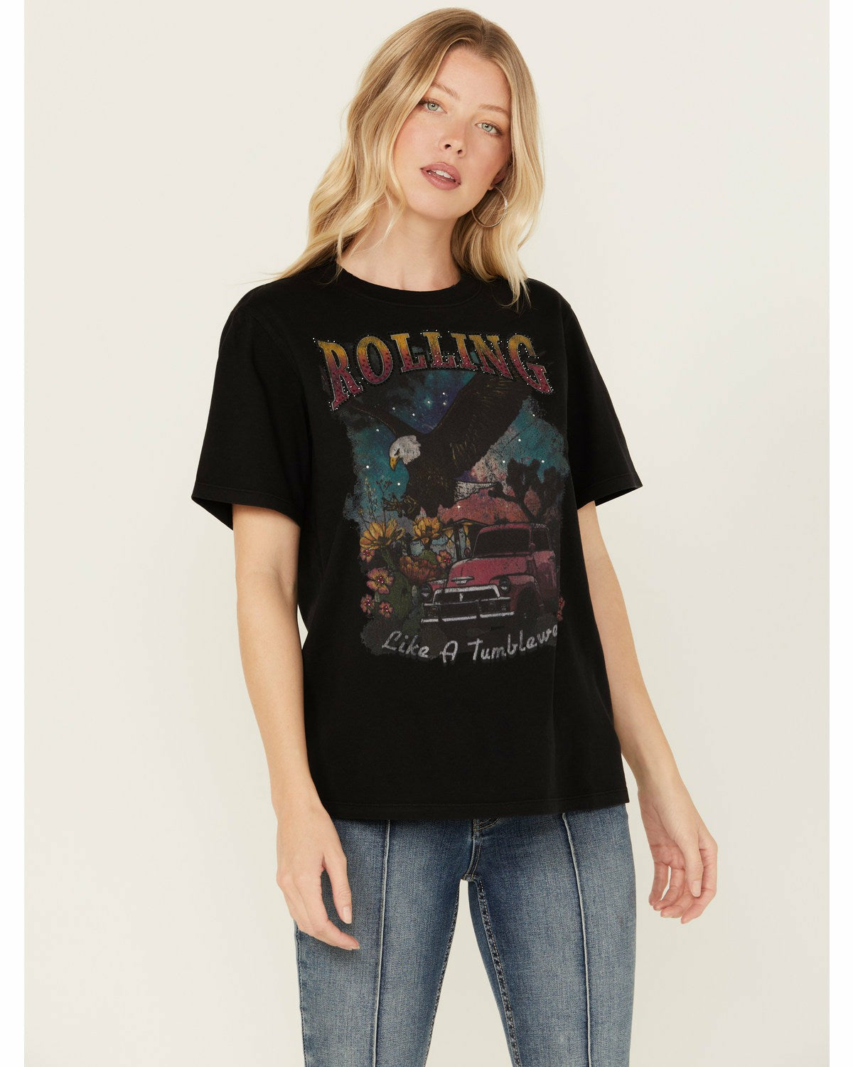 Rolling Rhinestone Short Sleeve Graphic Tee