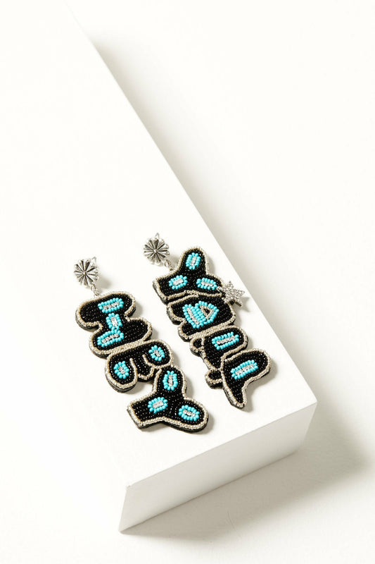 Hey Y'all Turquoise Beaded Earrings