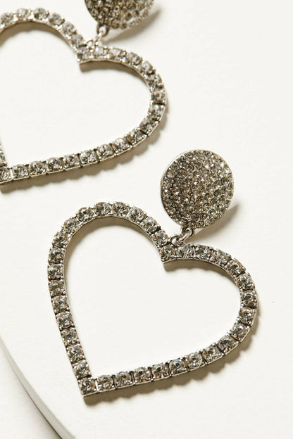 Jeanette Heart Rhinestone Earrings
