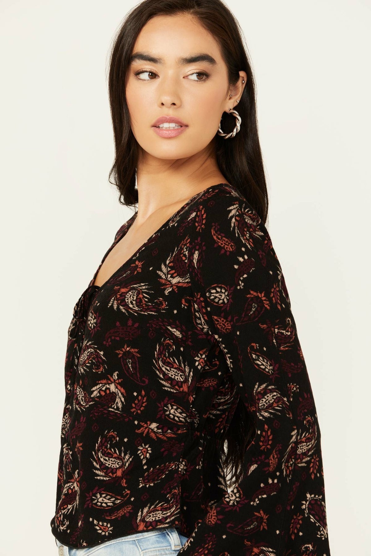 Tara Tie Front Bell Sleeve Blouse