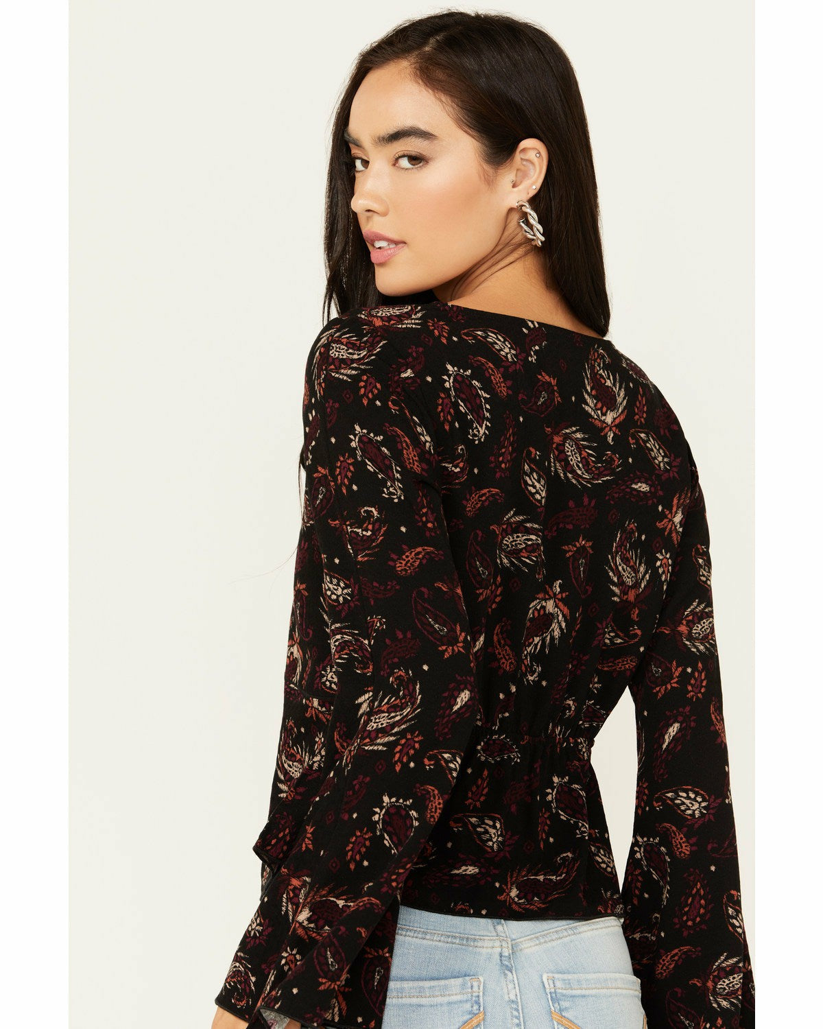 Tara Tie Front Bell Sleeve Blouse