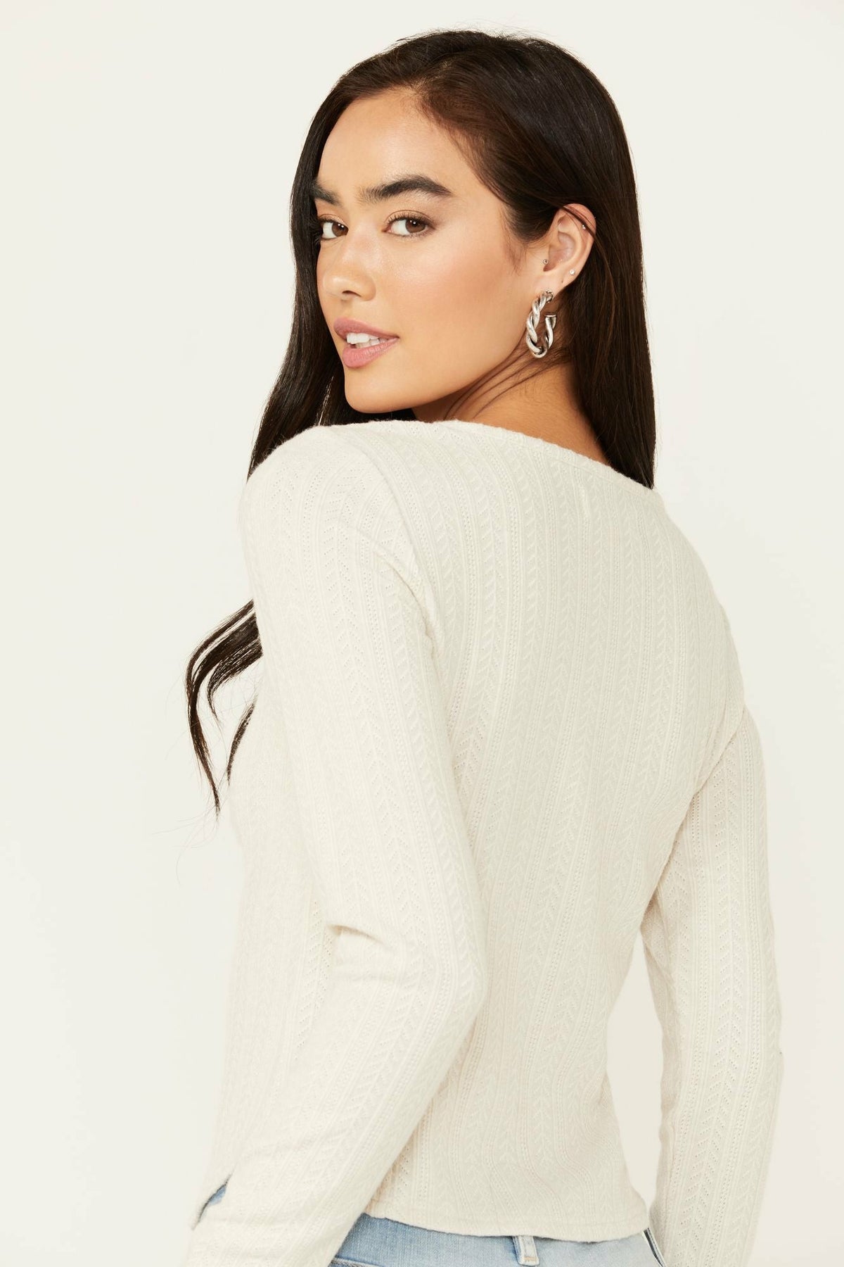 Hummingbird Tie Front Long Sleeve Top
