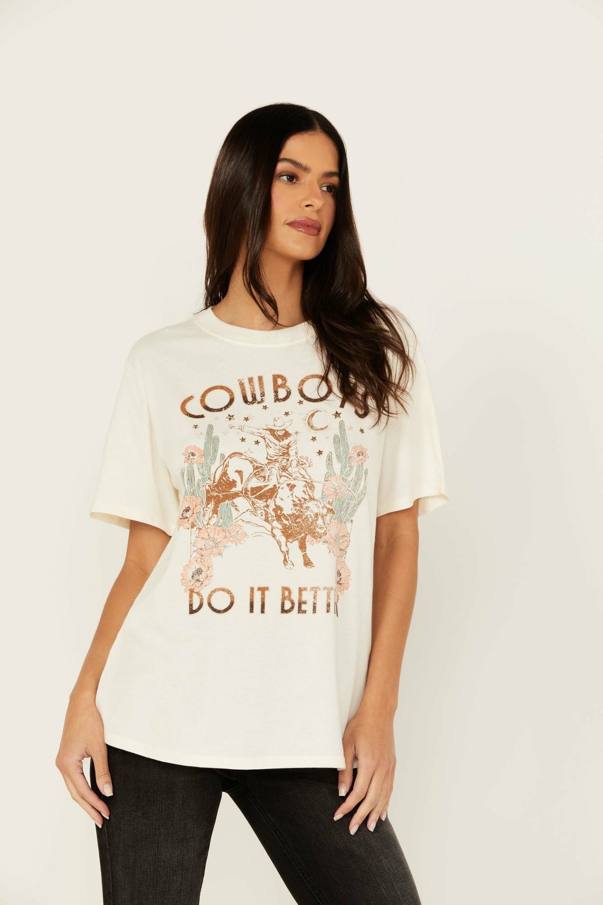 Cowboys Do It Better Embellished Short Sleeve Graphic Tee