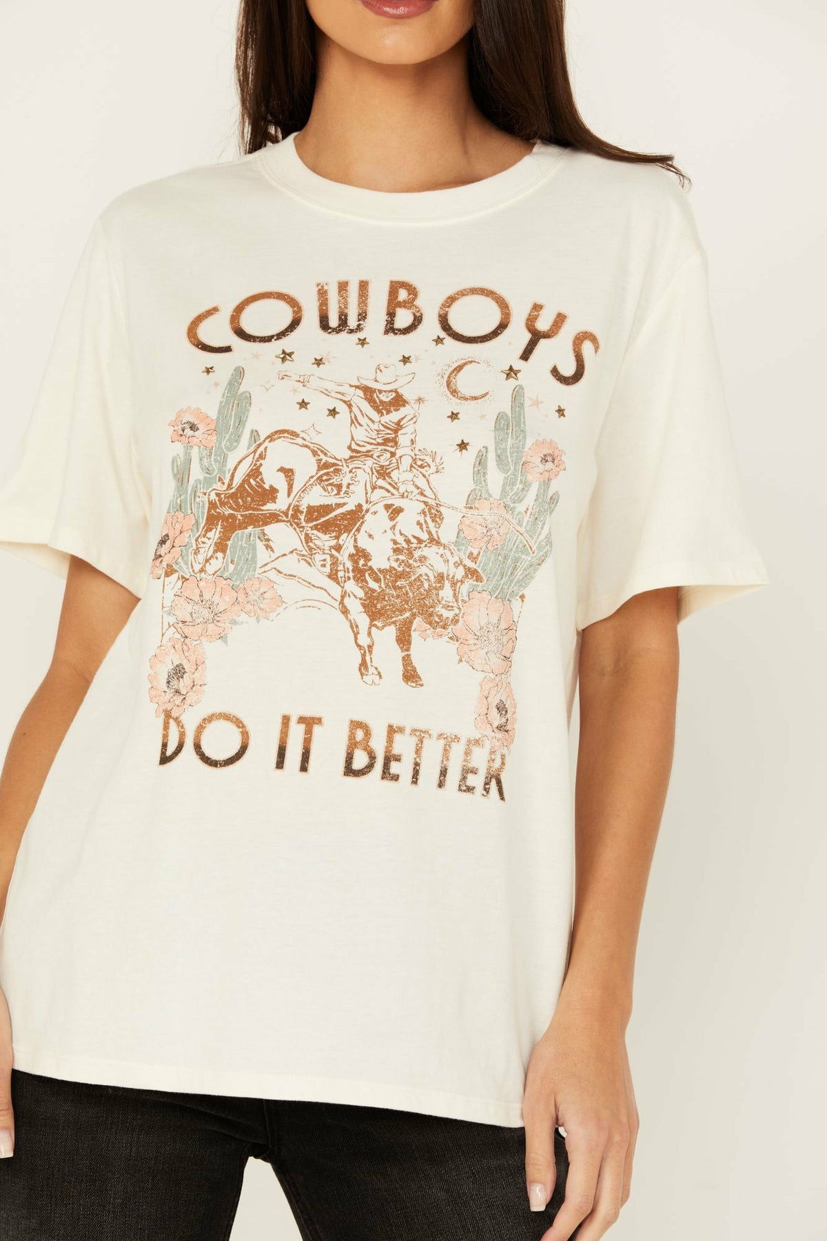 Cowboys Do It Better Embellished Short Sleeve Graphic Tee