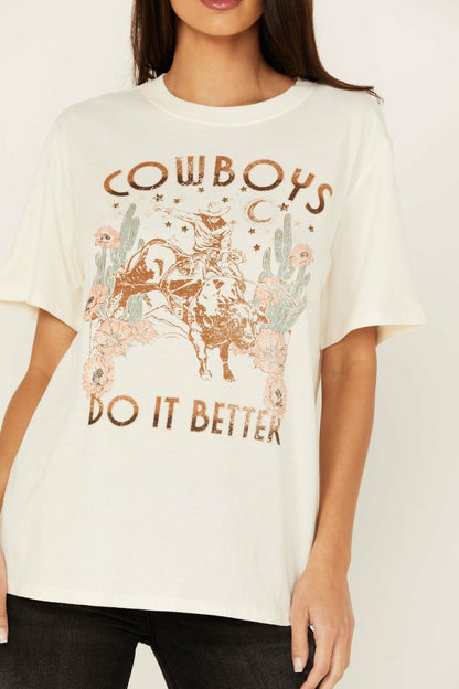 Cowboys Do It Better Embellished Short Sleeve Graphic Tee