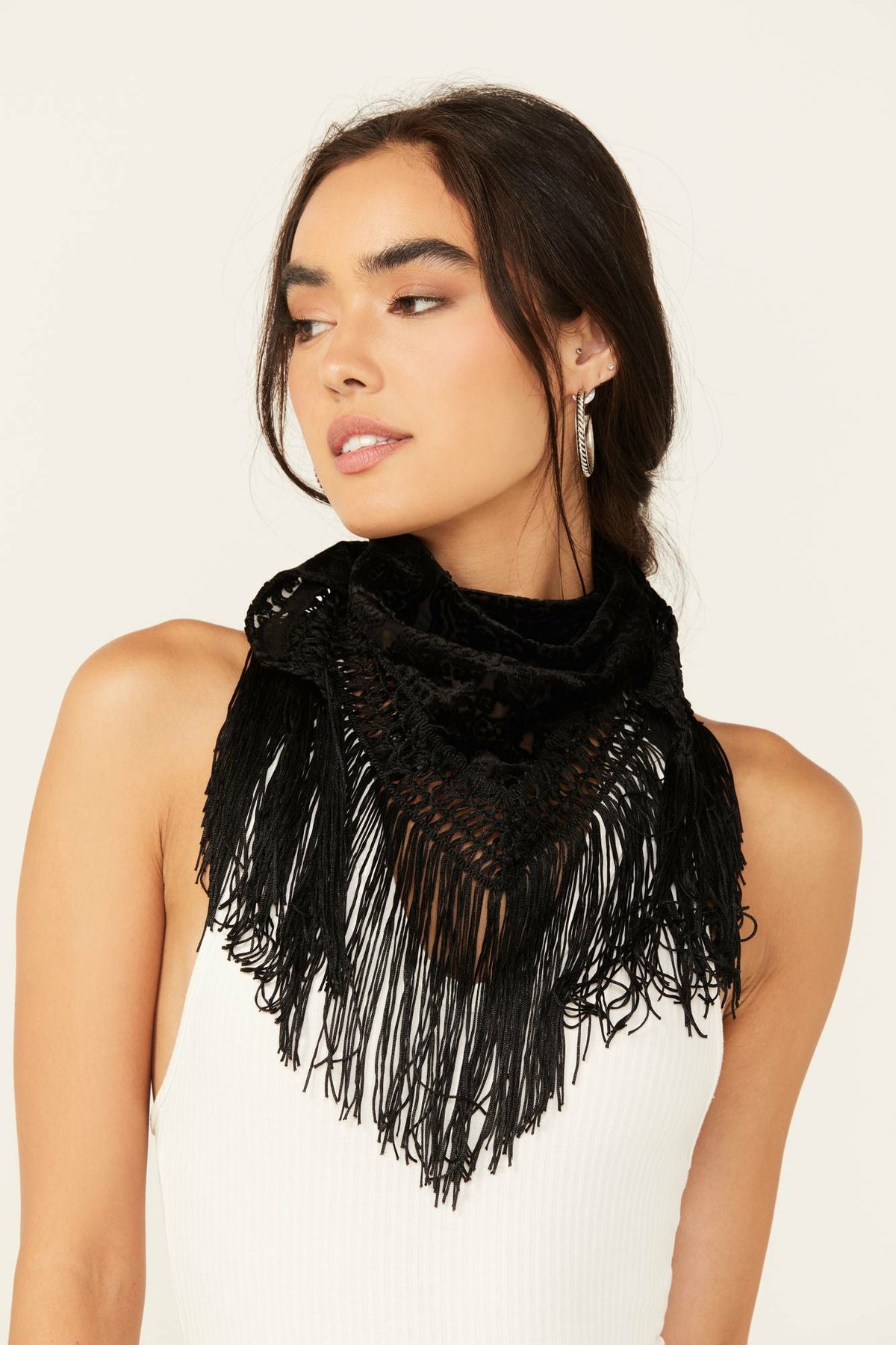 Camillia Velvet Burnout Fringe Scarf