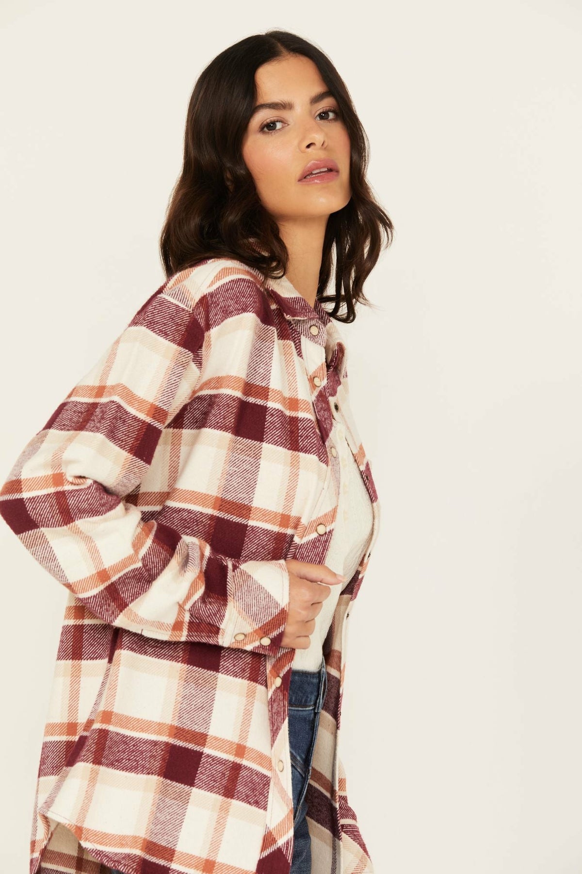Rendon Plaid Print Long Sleeve Snap Flannel