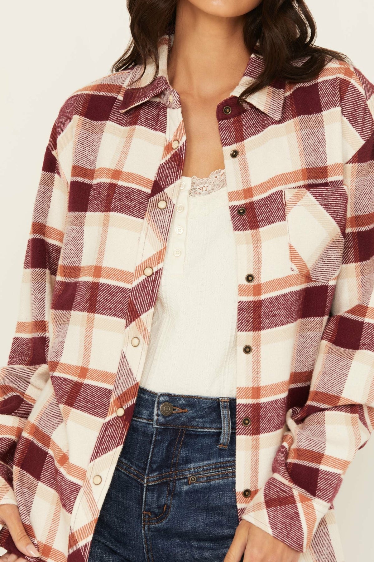 Rendon Plaid Print Long Sleeve Snap Flannel