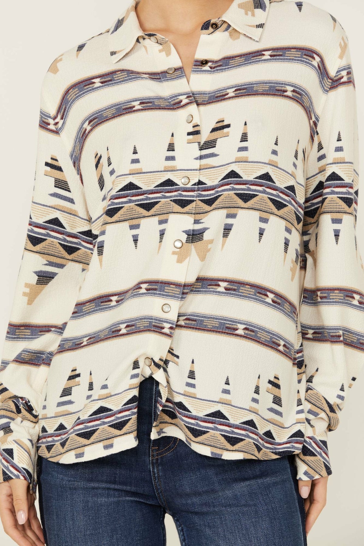 Featherlight Printed Long Sleeve Pearl Snap Western Shirt