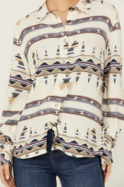 Featherlight Printed Long Sleeve Pearl Snap Western Shirt