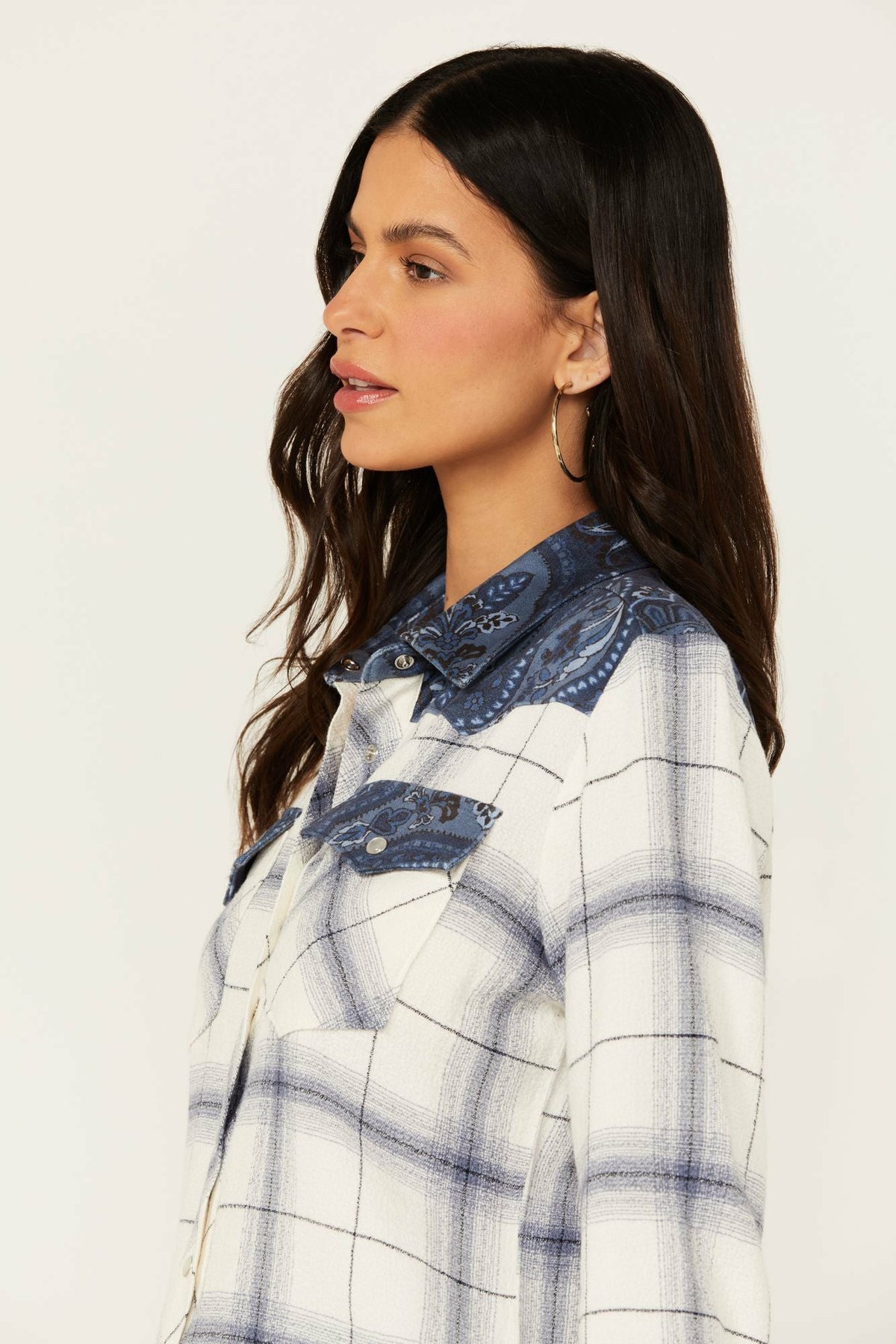 Ethel Featherlight Plaid Print Long Sleeve Pearl Snap Western Shirt