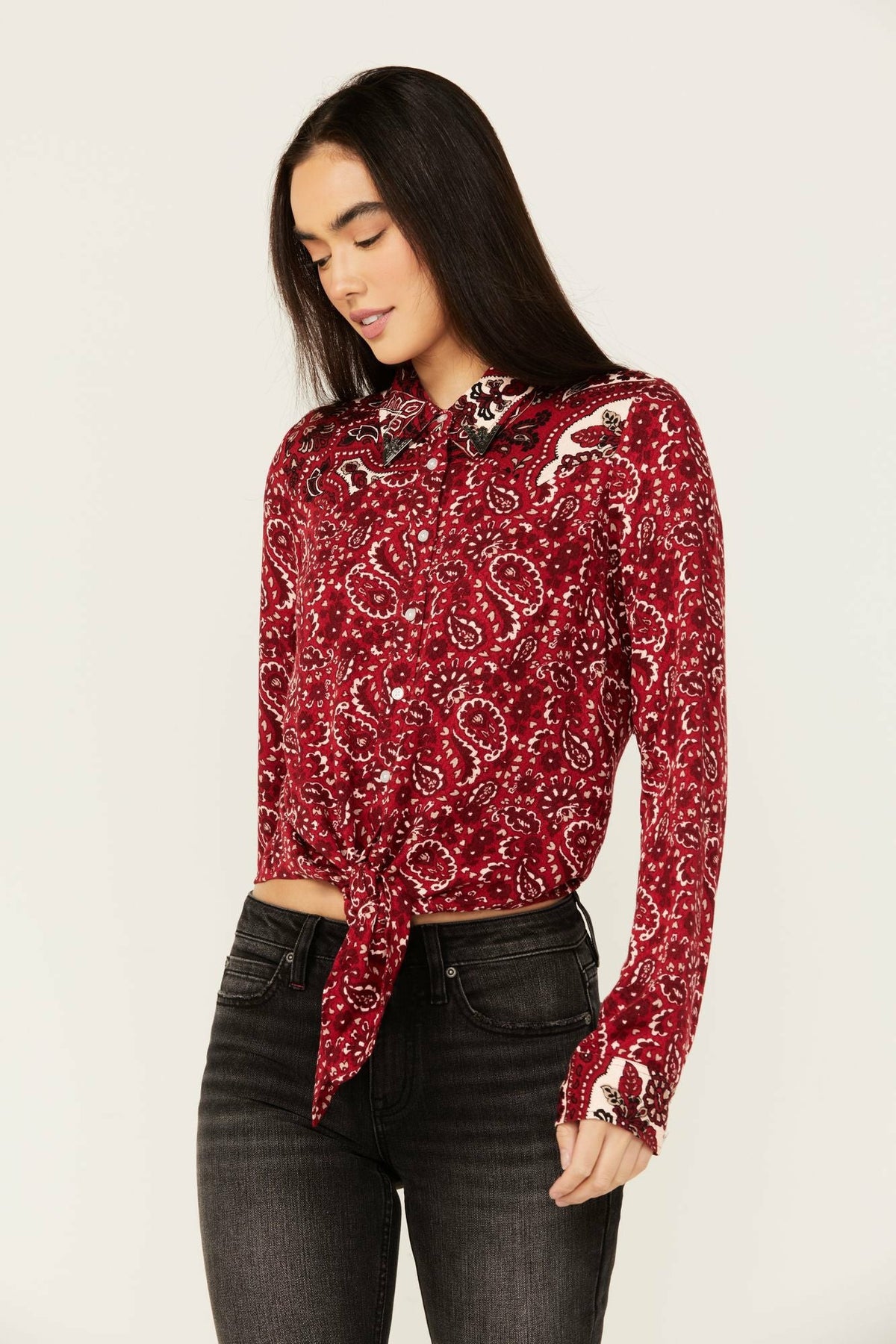Erwin Printed Tie Front Shirt