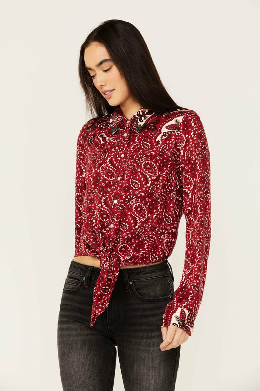 Erwin Printed Tie Front Shirt