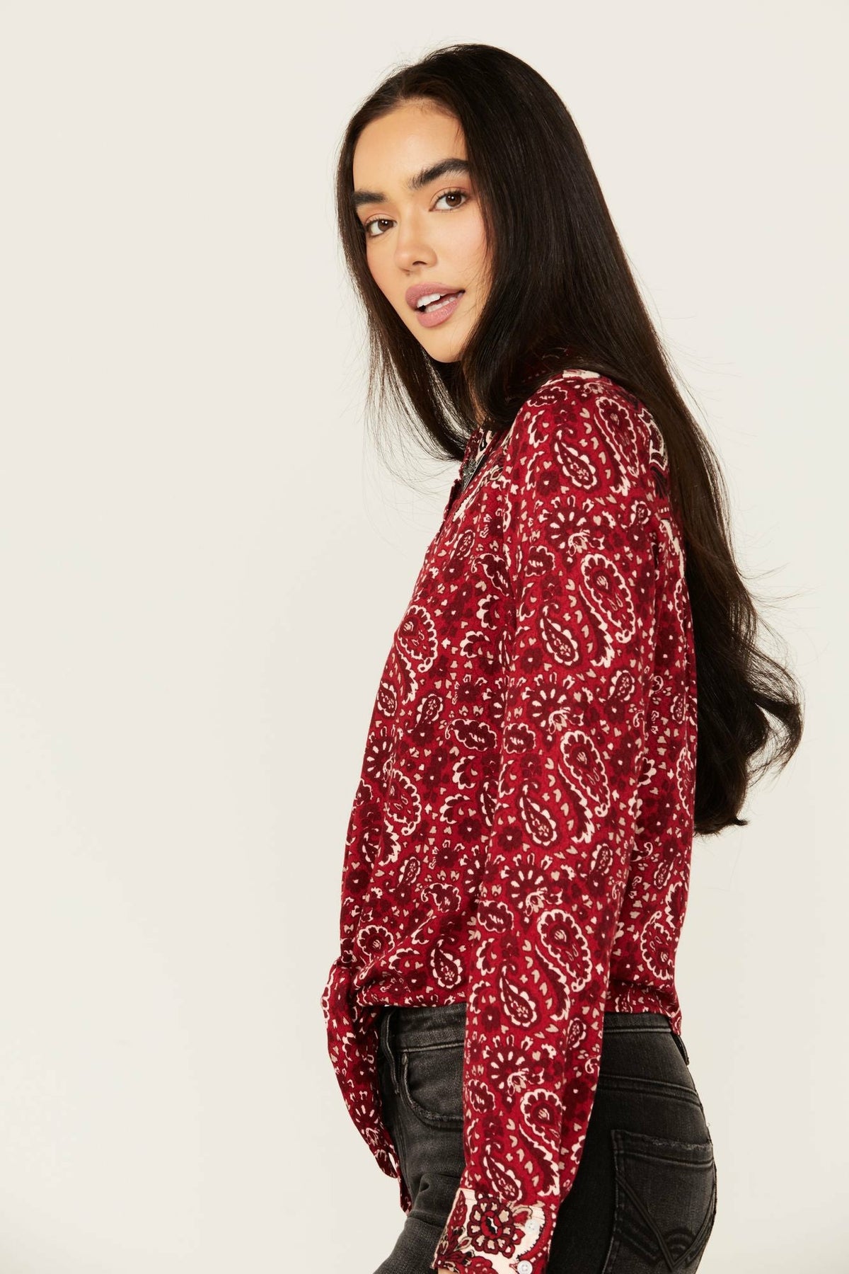 Erwin Printed Tie Front Shirt