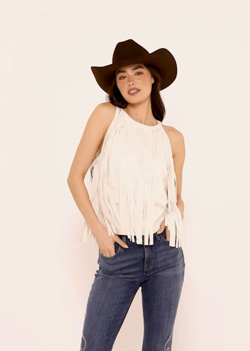 Madie Faux Suede Fringe Tank