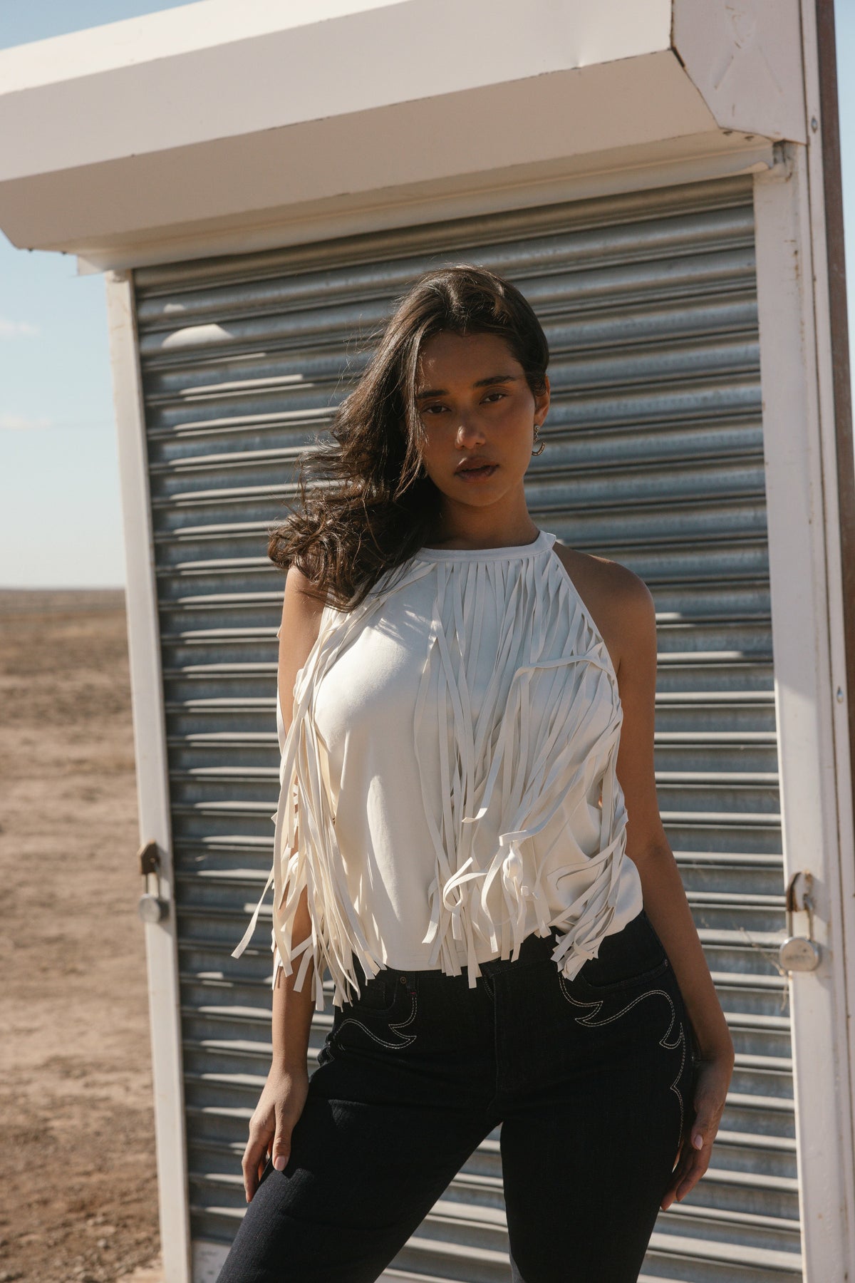 Madie Faux Suede Fringe Tank