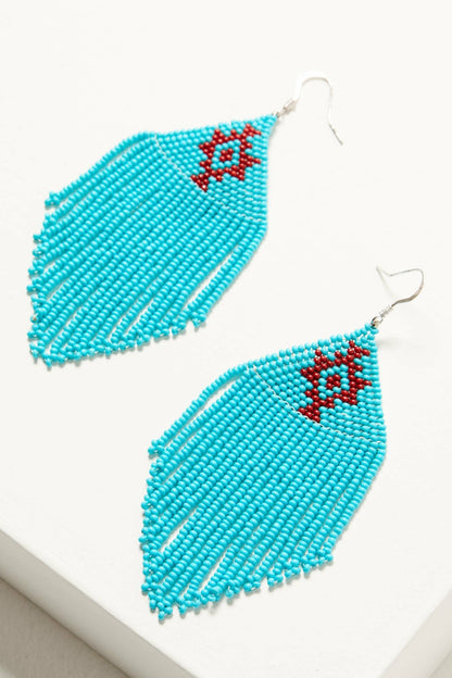 Quinley Turquoise Beaded Fringe Earrings