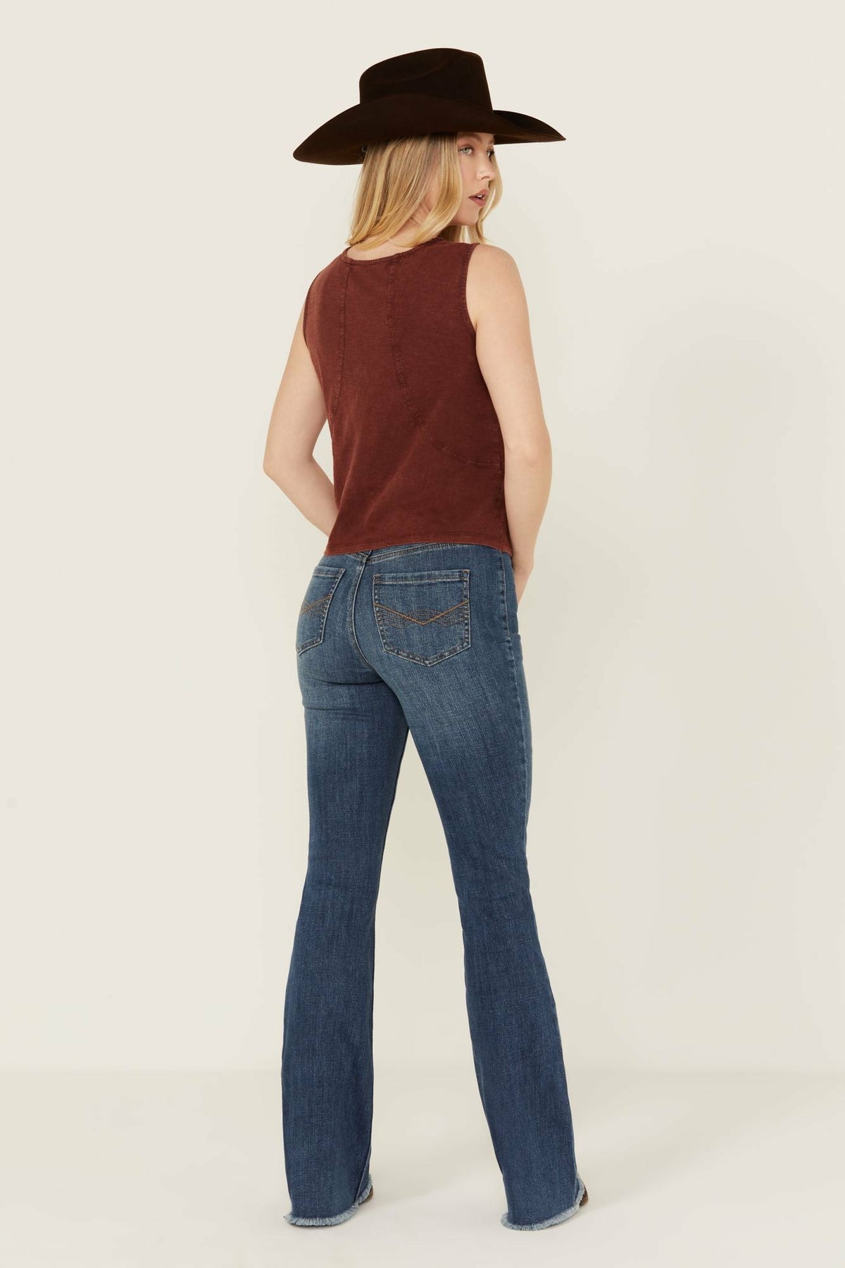 Dark Wash Outlaw Super High Rise Bootcut Stretch Denim Jeans