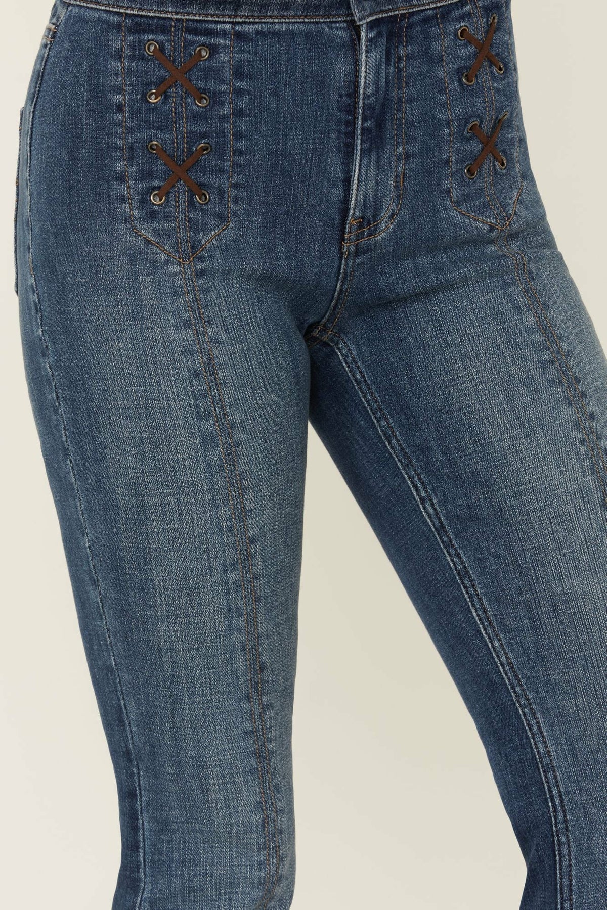 Dark Wash Outlaw Super High Rise Bootcut Stretch Denim Jeans