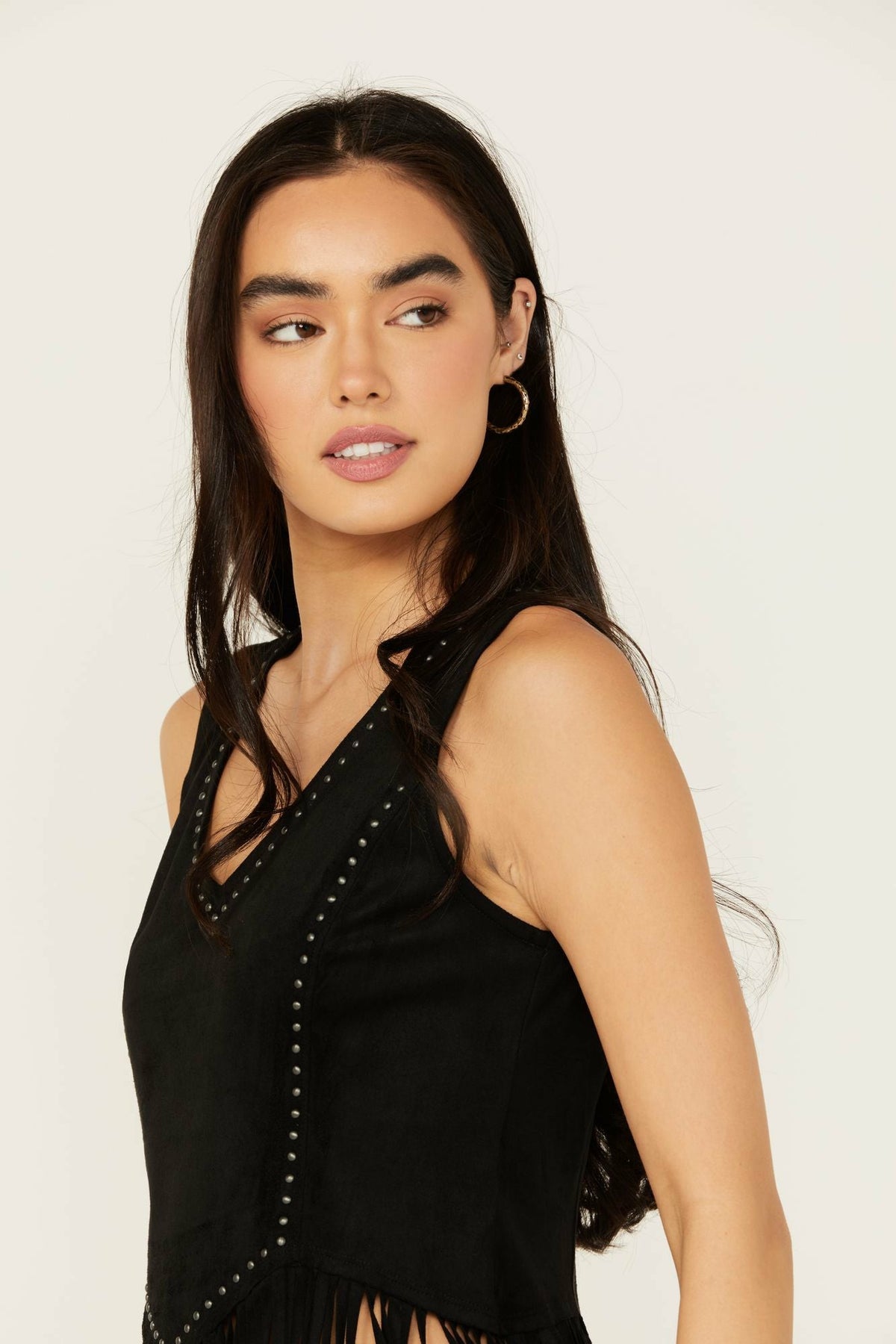 Monticello Fringe Faux Suede Studded Tank