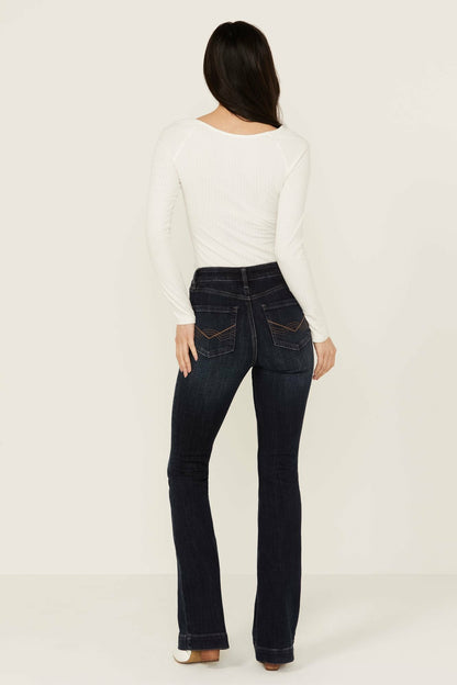Regent Dark Wash Gypsy High Rise Seamed Bootcut Comfort Stretch Denim Jeans