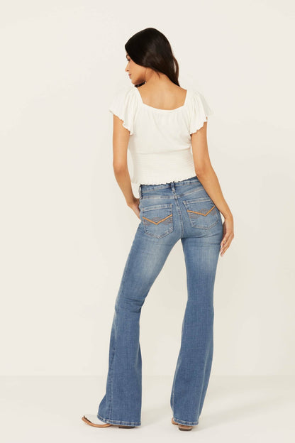 Alto Vista Medium Wash Mid Rise Bootcut Stretch Denim Jeans