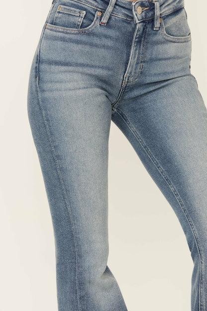 Barnwell Medium Wash High Rise Flare Stretch Denim Jeans