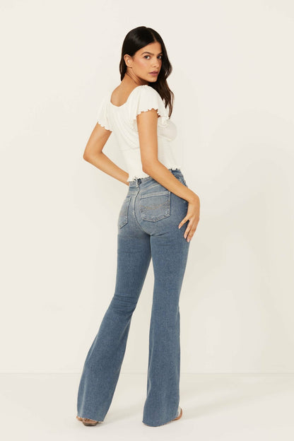 Barnwell Medium Wash High Rise Flare Stretch Denim Jeans