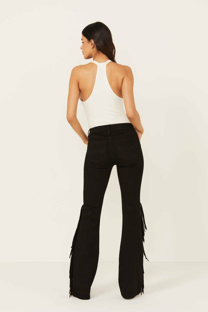 Danby Drive Rebel Mid Rise Suede Fringe Comfort Stretch Denim Jeans