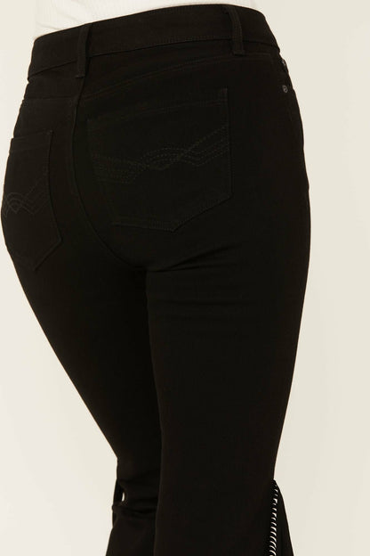 Danby Drive Rebel Mid Rise Suede Fringe Comfort Stretch Denim Jeans
