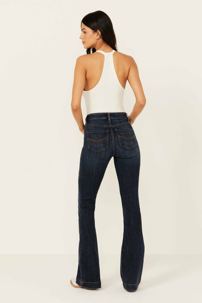 Hermosa Dark Wash High Rise Bootcut Horsebit Comfort Stretch Denim Jeans