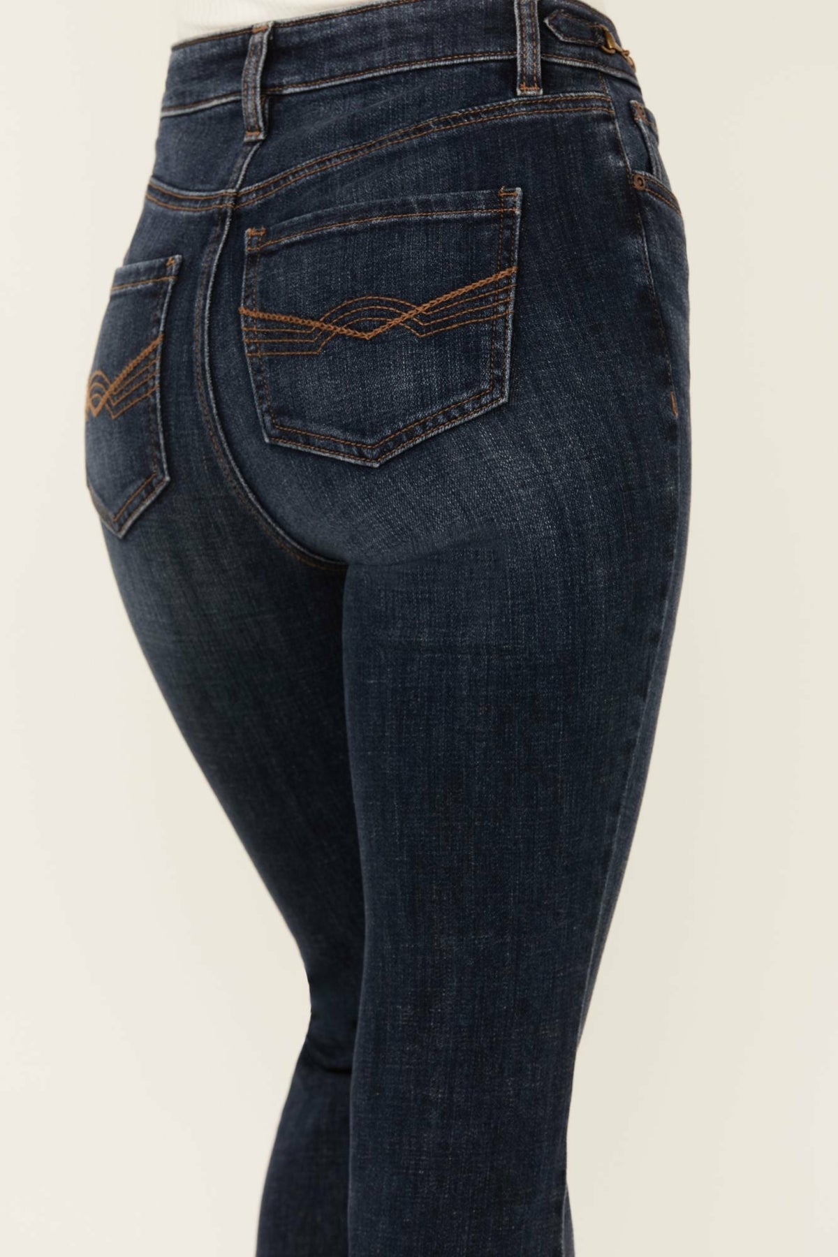 Hermosa Dark Wash High Rise Bootcut Horsebit Comfort Stretch Denim Jeans