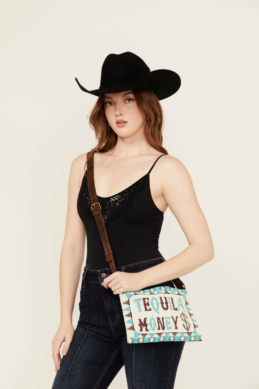 Tequila Money Beaded Crossbody Bag