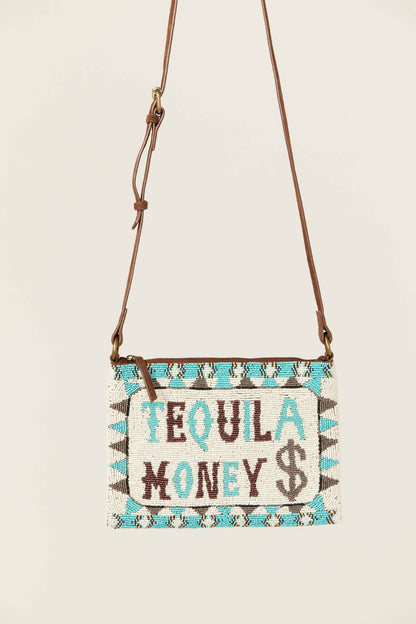 Tequila Money Beaded Crossbody Bag