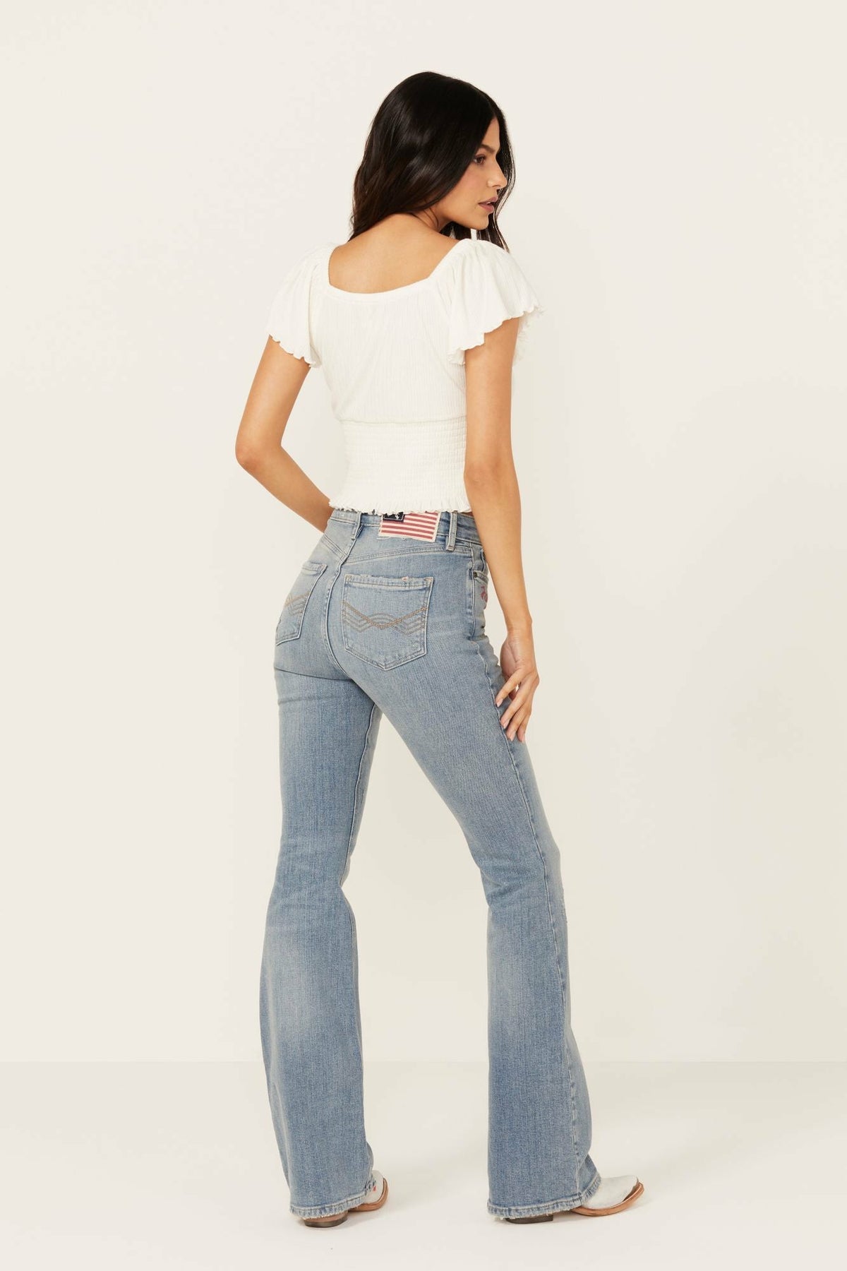Western Cowboy Embroidered High Rise Bootcut Denim Jeans
