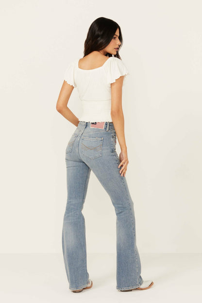 Western Cowboy Embroidered High Rise Bootcut Denim Jeans