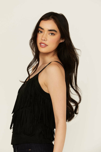 Stafford Fringe Faux Suede Cropped Tank